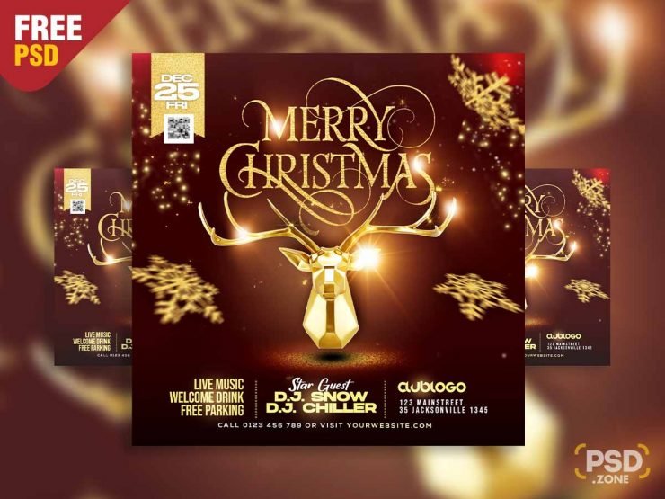 Merry christmas event social media post PSD