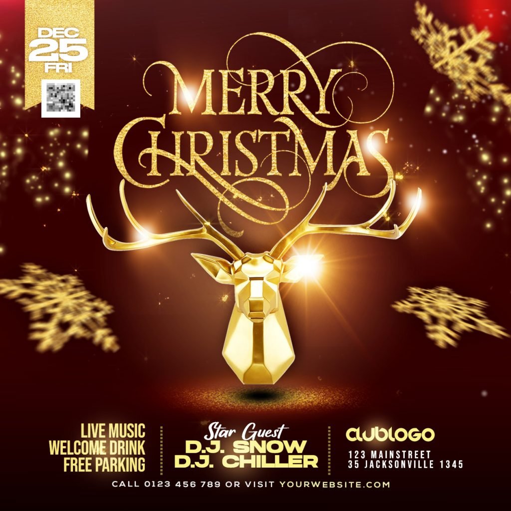 Merry christmas event social media post PSD