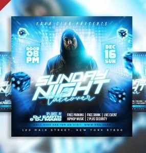 Sunday night takeover party social media post PSD