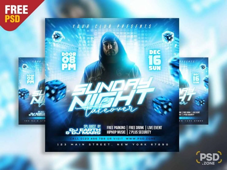 Sunday night takeover party social media post PSD