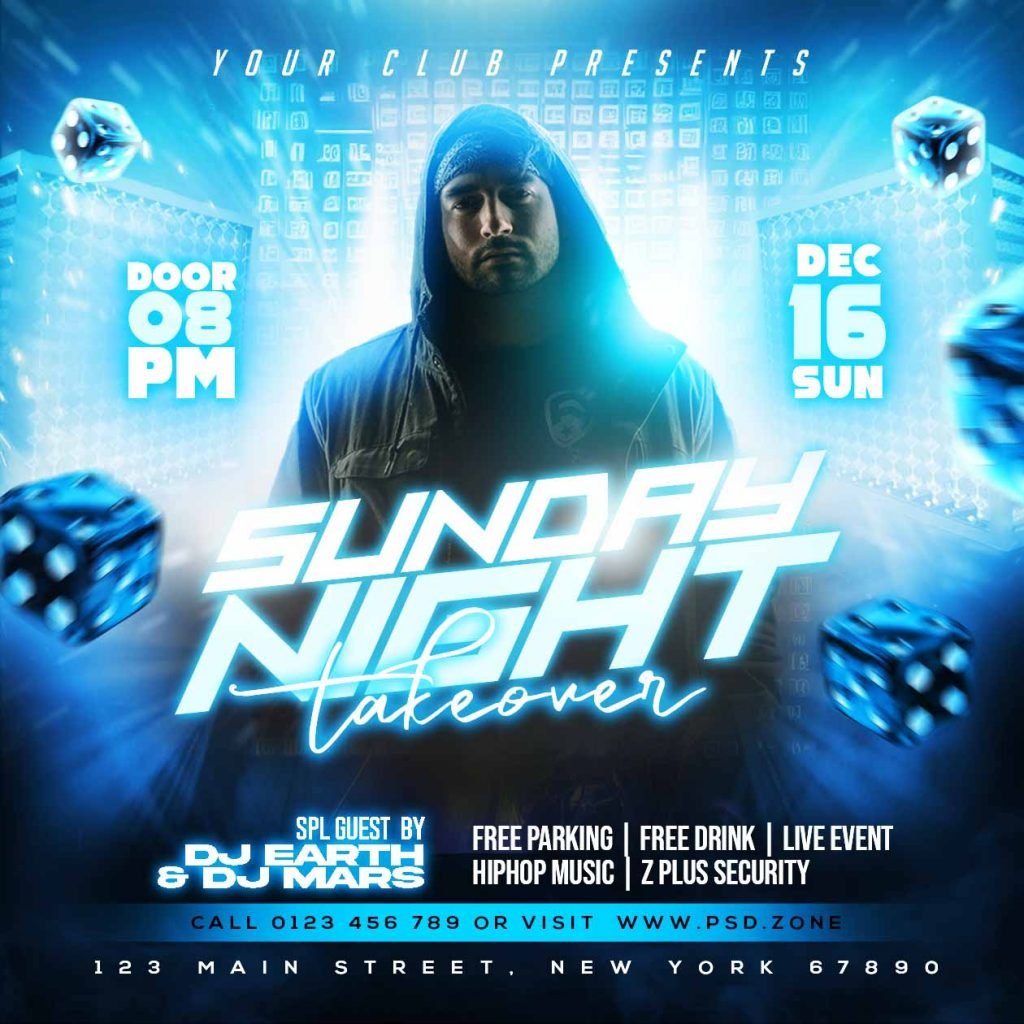 Sunday night takeover party social media post PSD