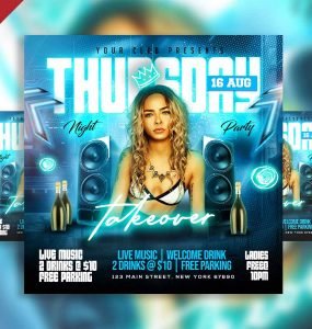 Thursday night party social media post PSD