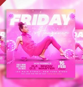 Friday hangover party instagram post PSD