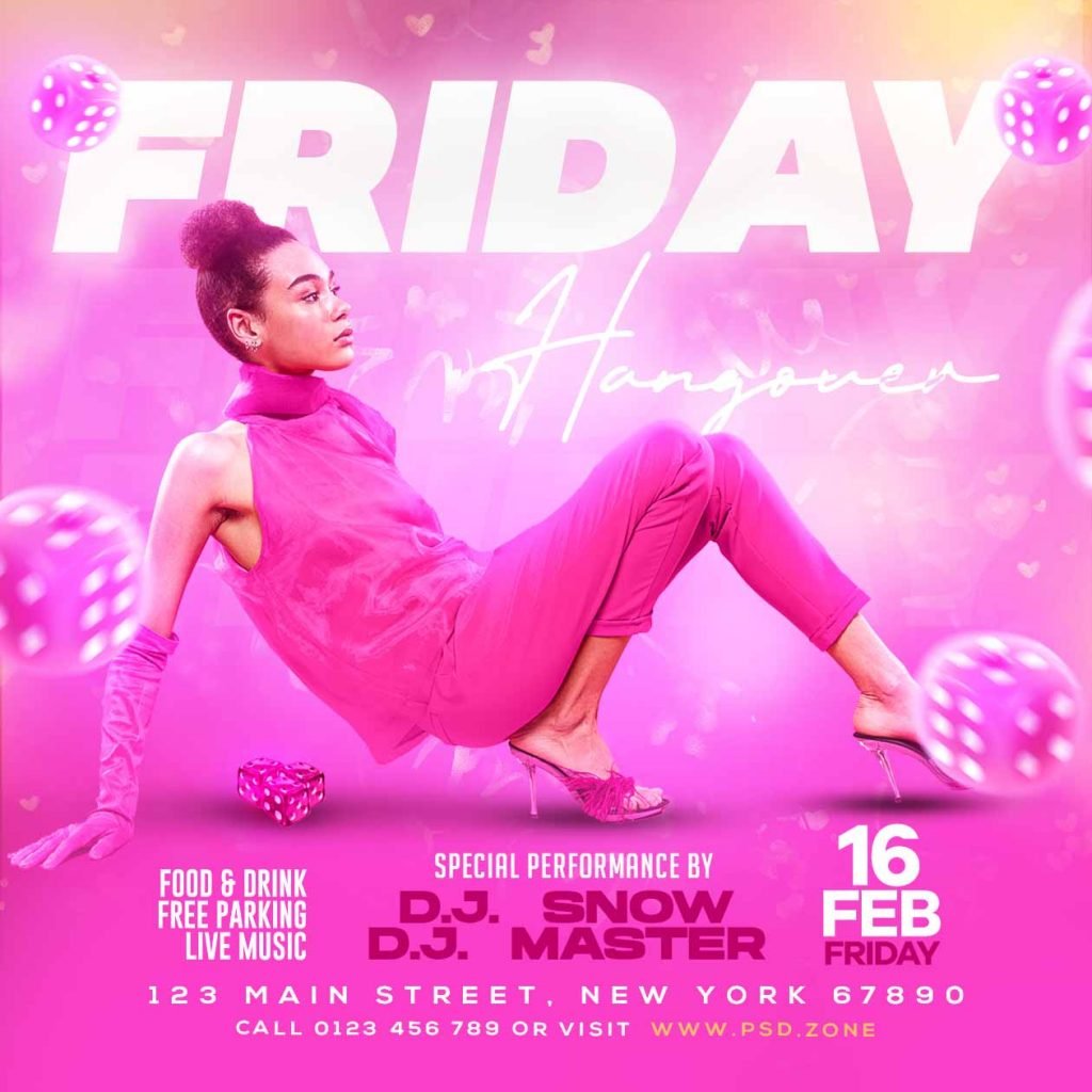 Friday hangover party instagram post PSD