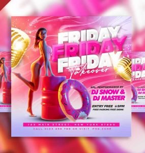 Friday takeover party instagram post PSD