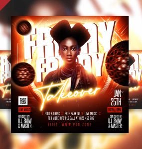 Friday takeover party social media post PSD