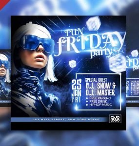 Fun friday party social media post PSD