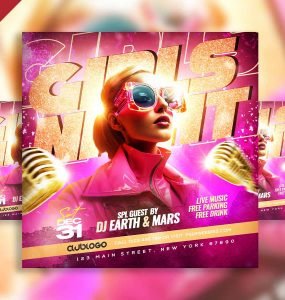 Girls night party instagram post PSD