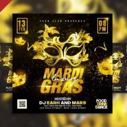 Luxury mardi gras party social media post PSD