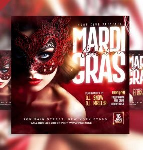 Mardi gras celebration instagram post PSD
