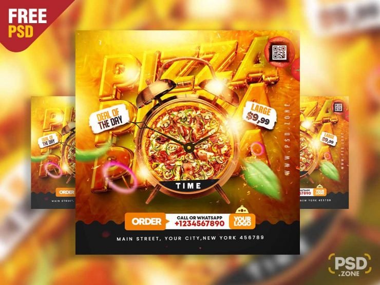 Pizza restaurant social media post PSD