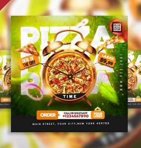 Pizza restaurant social media post template PSD