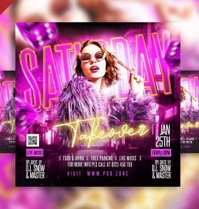 Saturday takeover party social media post PSD