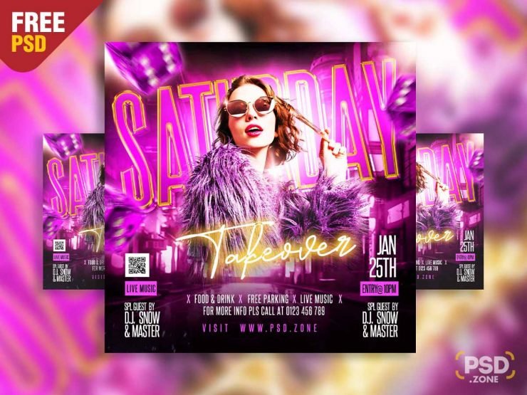 Saturday takeover party social media post PSD