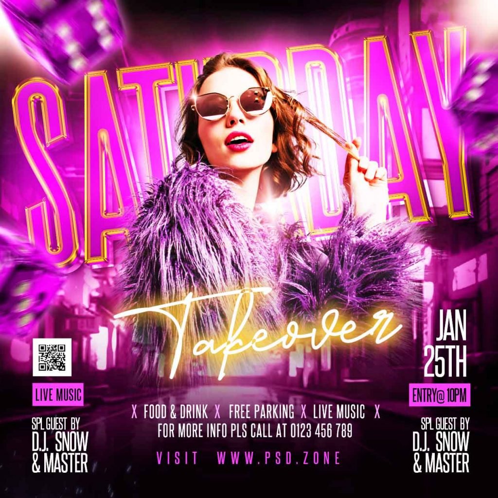 Saturday takeover party social media post PSD
