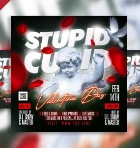Stupid cupid valentines day social media post PSD