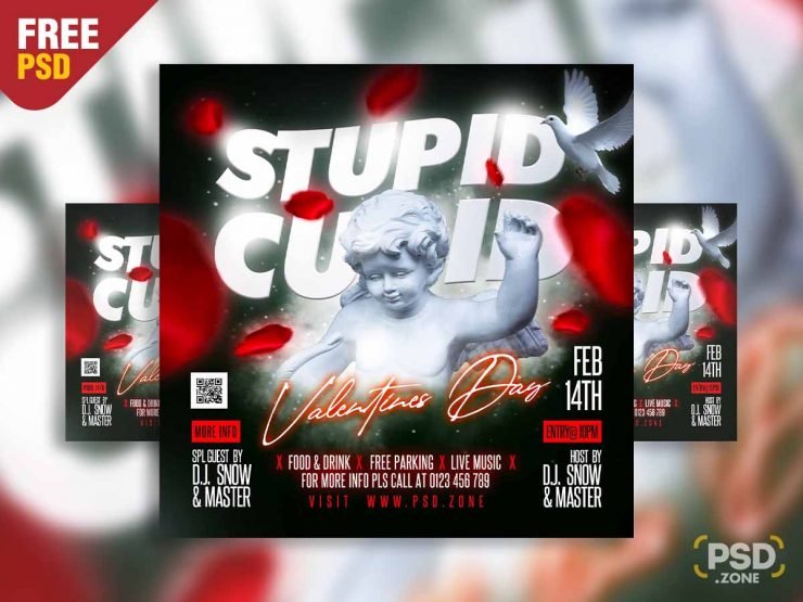 Stupid cupid valentines day social media post PSD