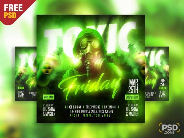 Toxic friday party social media post PSD