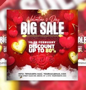 Valentines day big sale social media post PSD