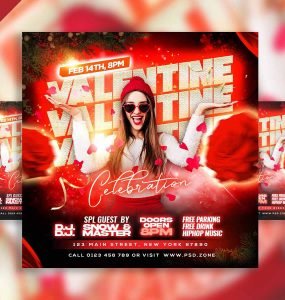 Valentines day celebration instagram post PSD