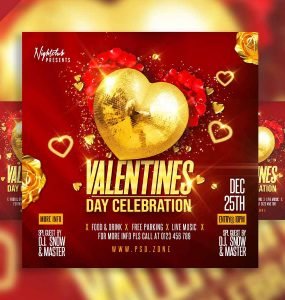 Valentines day celebration party social media post PSD