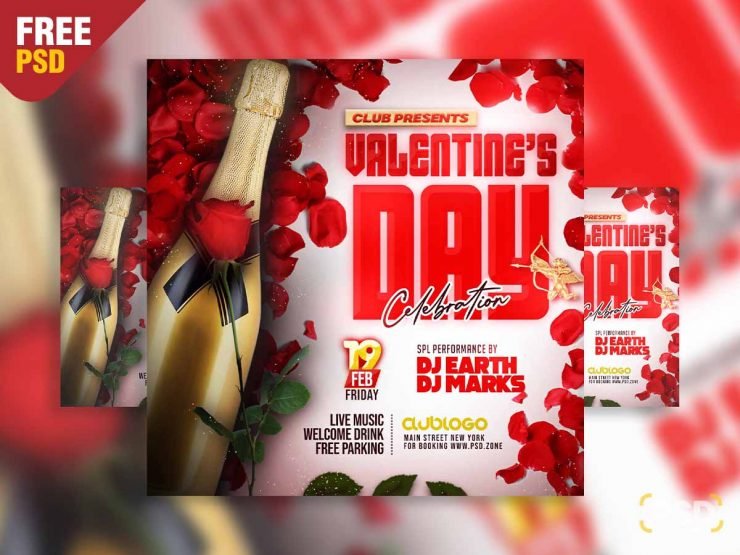 Valentines day celebration social media post PSD