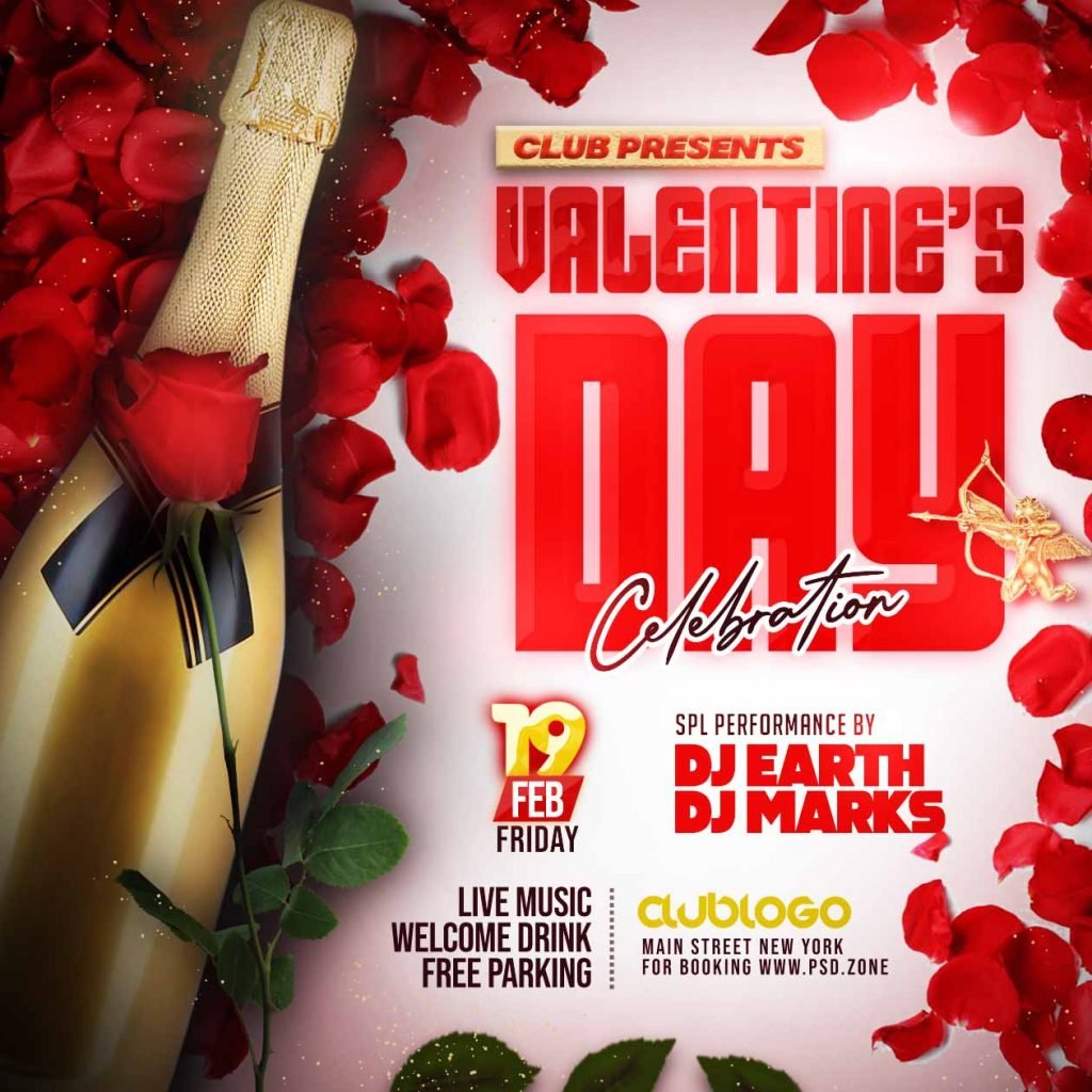 Valentines day celebration social media post PSD