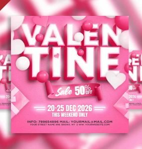 Valentines day sale social media post PSD