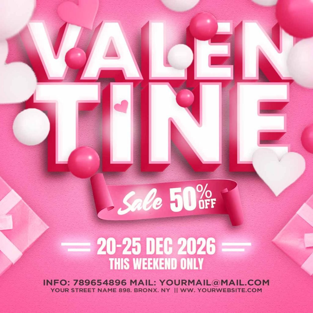 Valentines day sale social media post PSD