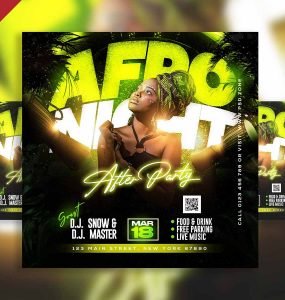 Afro night after party social media post PSD