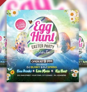 Easter celebration party social media post PSD