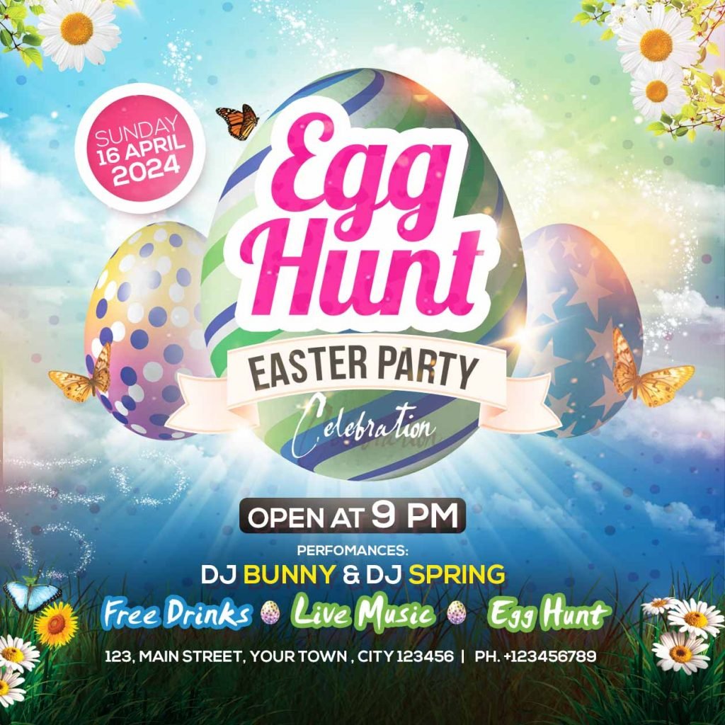 Easter celebration party social media post PSD