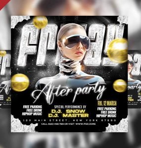 Friday after party event social media post PSD