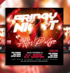 Friday night after party instagram post PSD