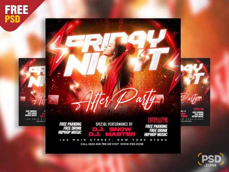 Friday night after party instagram post PSD