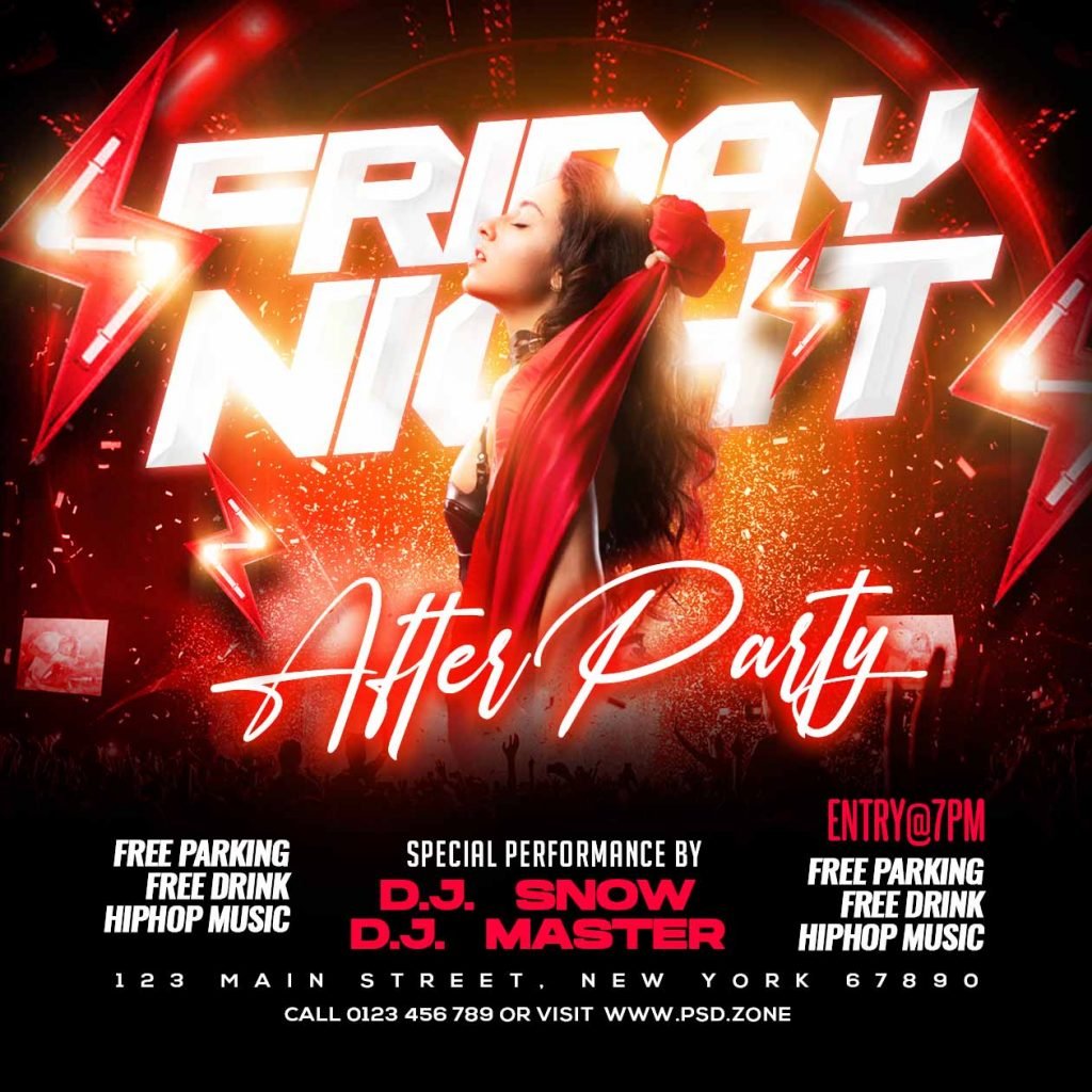 Friday night after party instagram post PSD