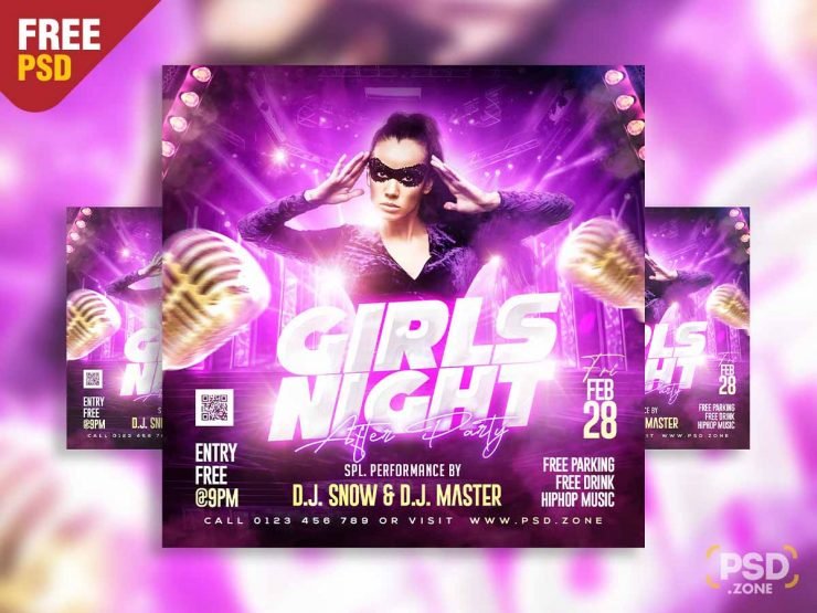 Girls night after party social media post PSD