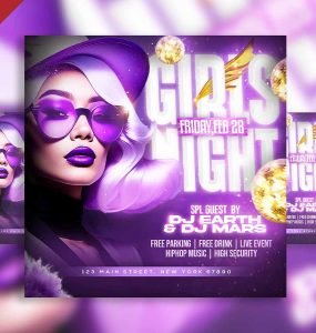 Girls night club party social media post PSD