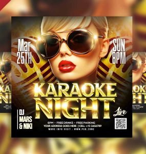 Karaoke night party social media post PSD