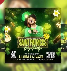 Saint patrick day party social media post PSD
