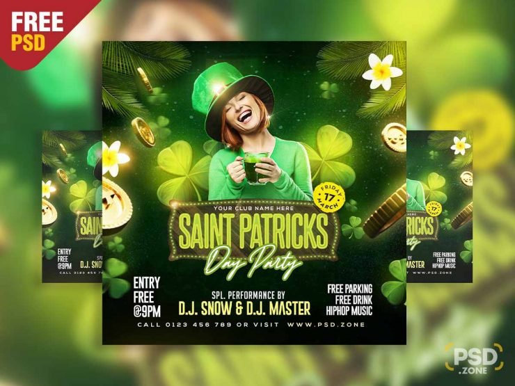 Saint patrick day party social media post PSD