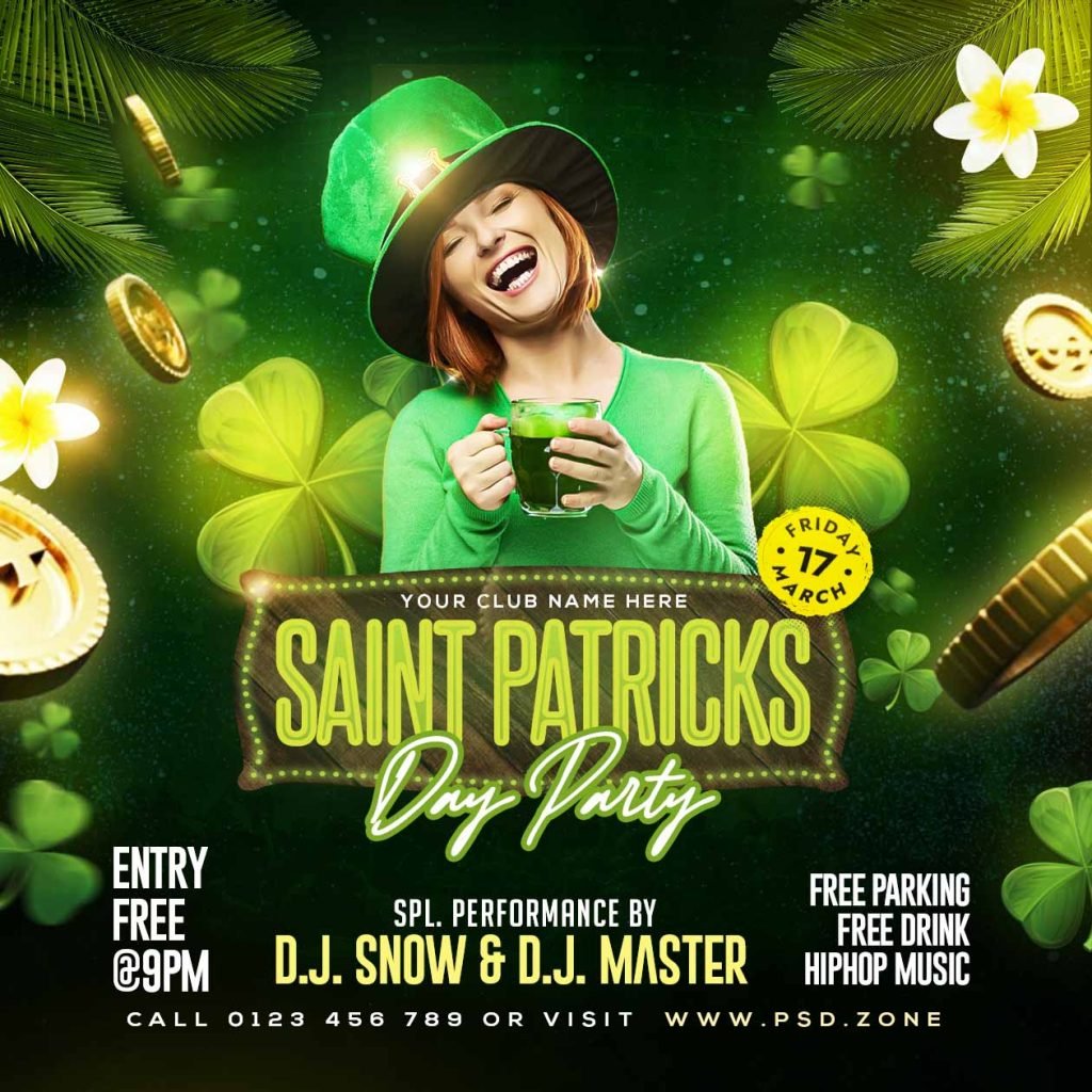 Saint patrick day party social media post PSD