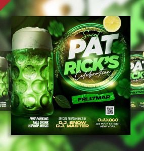 Saint patrick's day celebration event instagram post PSD