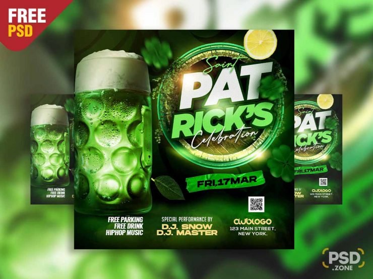 Saint patrick's day celebration event instagram post PSD