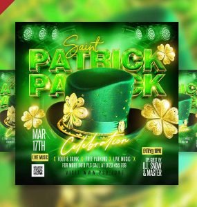 Saint patrick's day celebration event social media post PSD