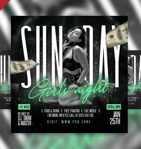 Sunday girls night social media post PSD