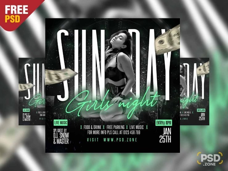 Sunday girls night social media post PSD