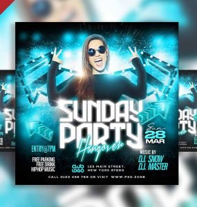 Sunday party hangover social media post PSD
