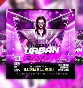 Urban friday live event party social media post PSD