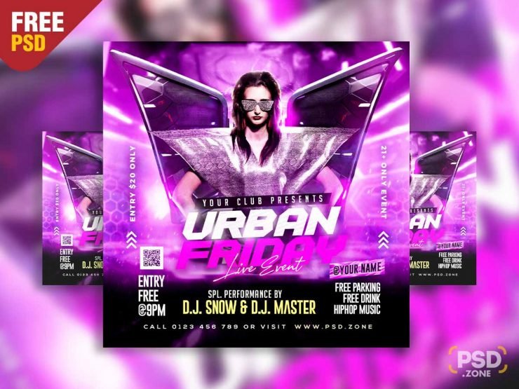 Urban friday live event party social media post PSD
